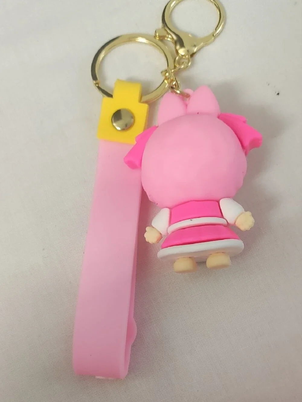 Pink Labubu Silicone Character Key & Card Holder Keychain